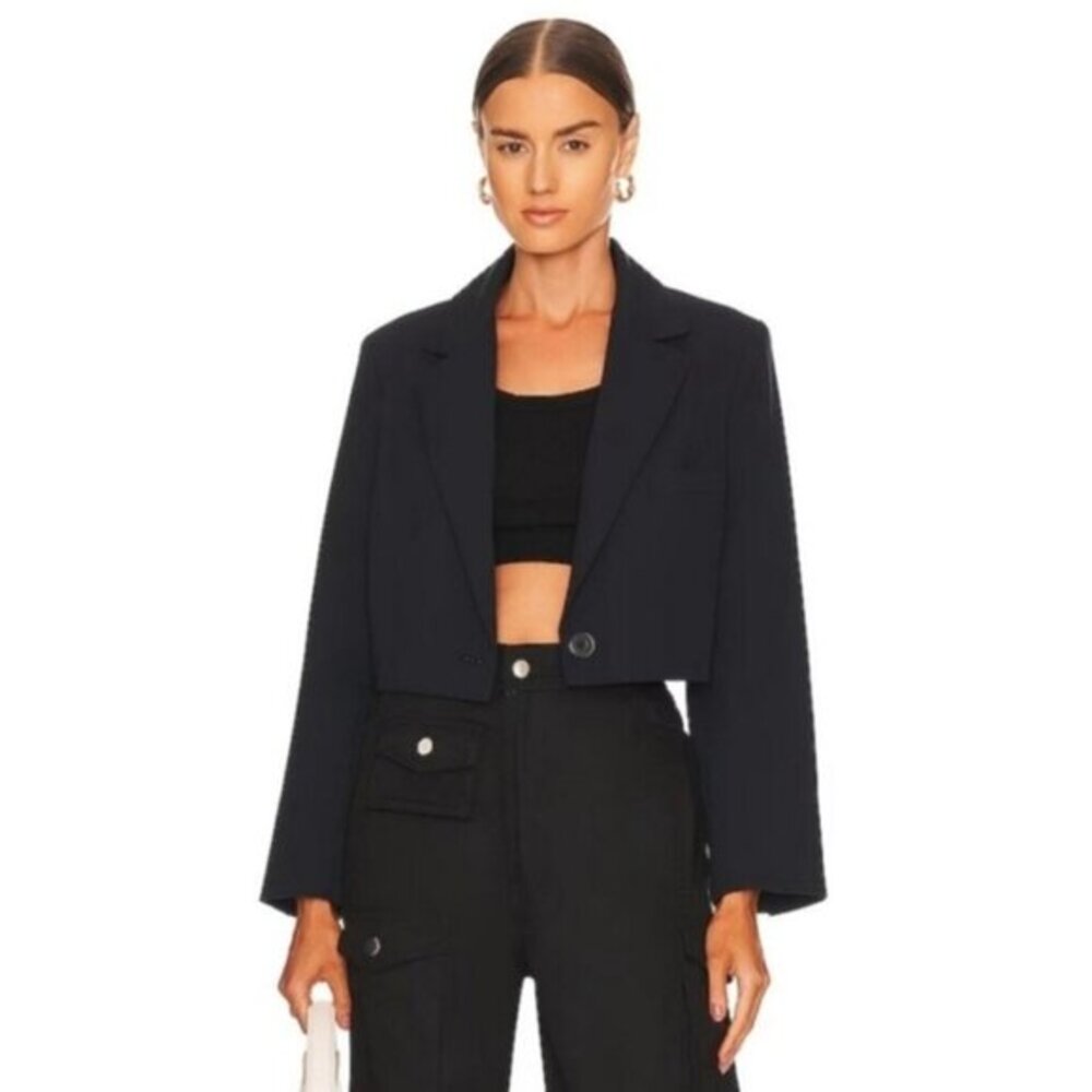 We The Free People Block Party Crop One Button Cropped Long Sleeve Boxy Blazer M